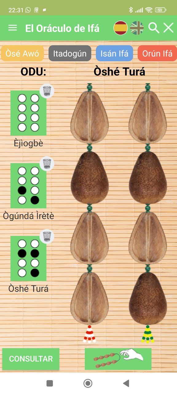 Captura de pantalla App El Oráculo de Ifá