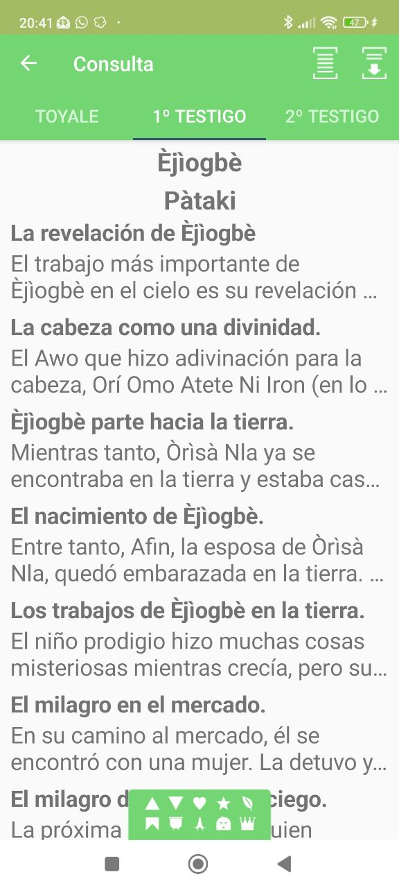 Captura de pantalla App El Oráculo de Ifá