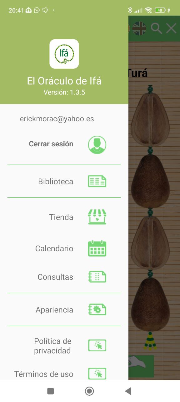 Captura de pantalla App El Oráculo de Ifá