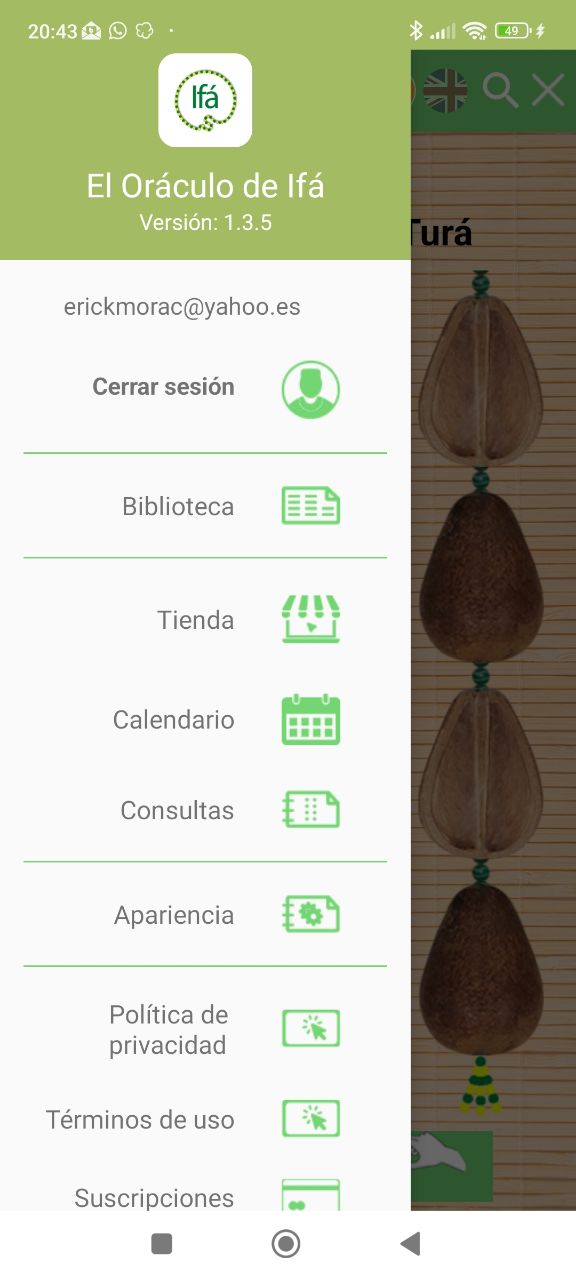 Captura de pantalla App El Oráculo de Ifá